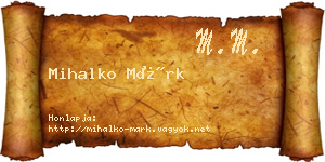 Mihalko Márk névjegykártya